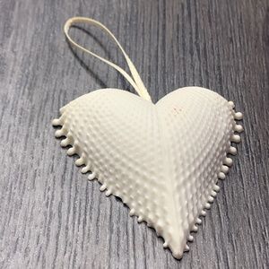 Small Vintage Shell Ornament, satin ribbon, boho natural decor holiday